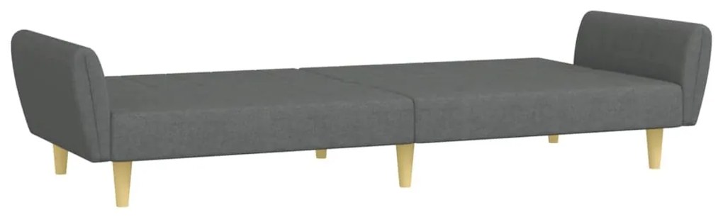 Sofá-cama de 2 lugares c/ apoio de pés tecido cinzento-escuro