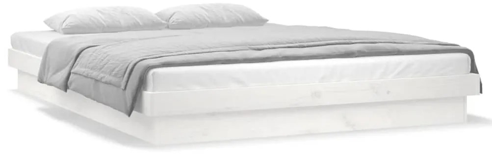 Estrutura de cama c/ LED 140x190 cm branco