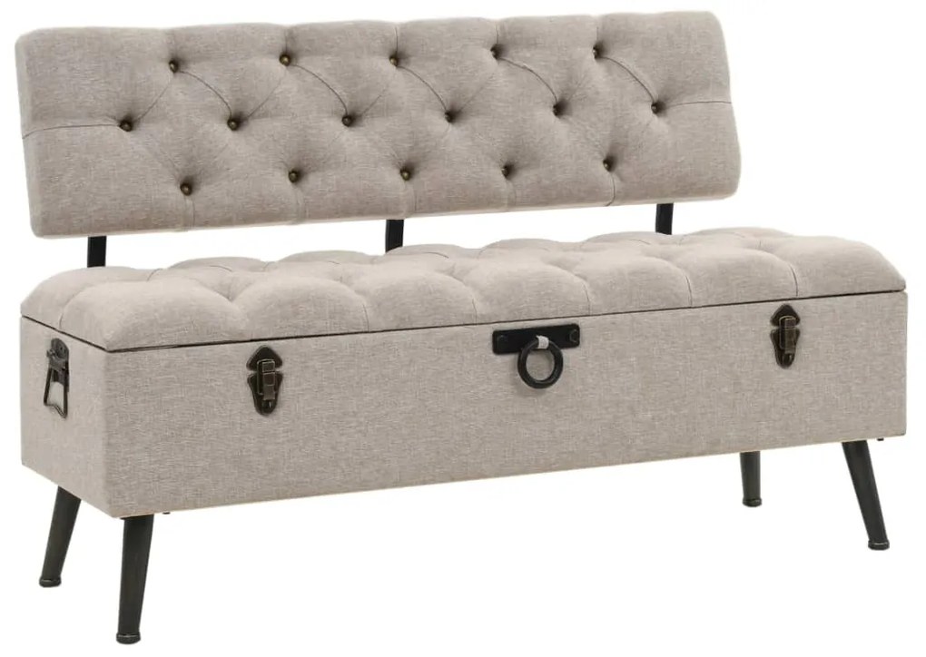339298 vidaXL Banco de arrumação com encosto 110 cm tecido cor creme