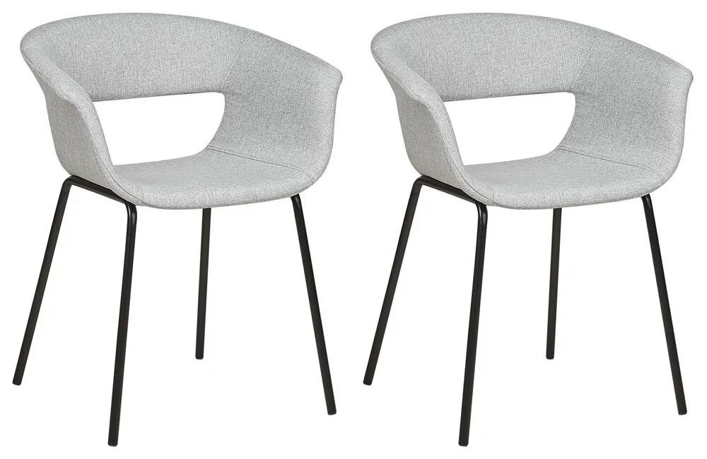 Conjunto de 2 cadeiras de jantar em tecido cinzento claro ELMA Beliani