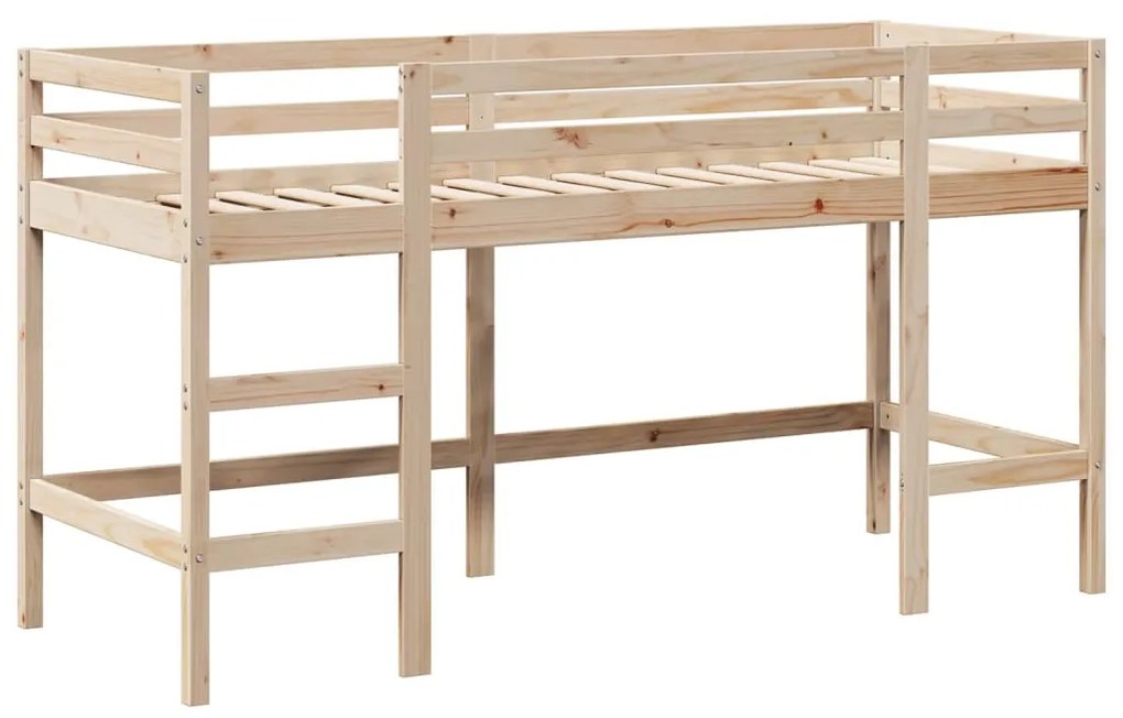 Cama alta c/ escada e telhado 80x200 cm pinho maciço