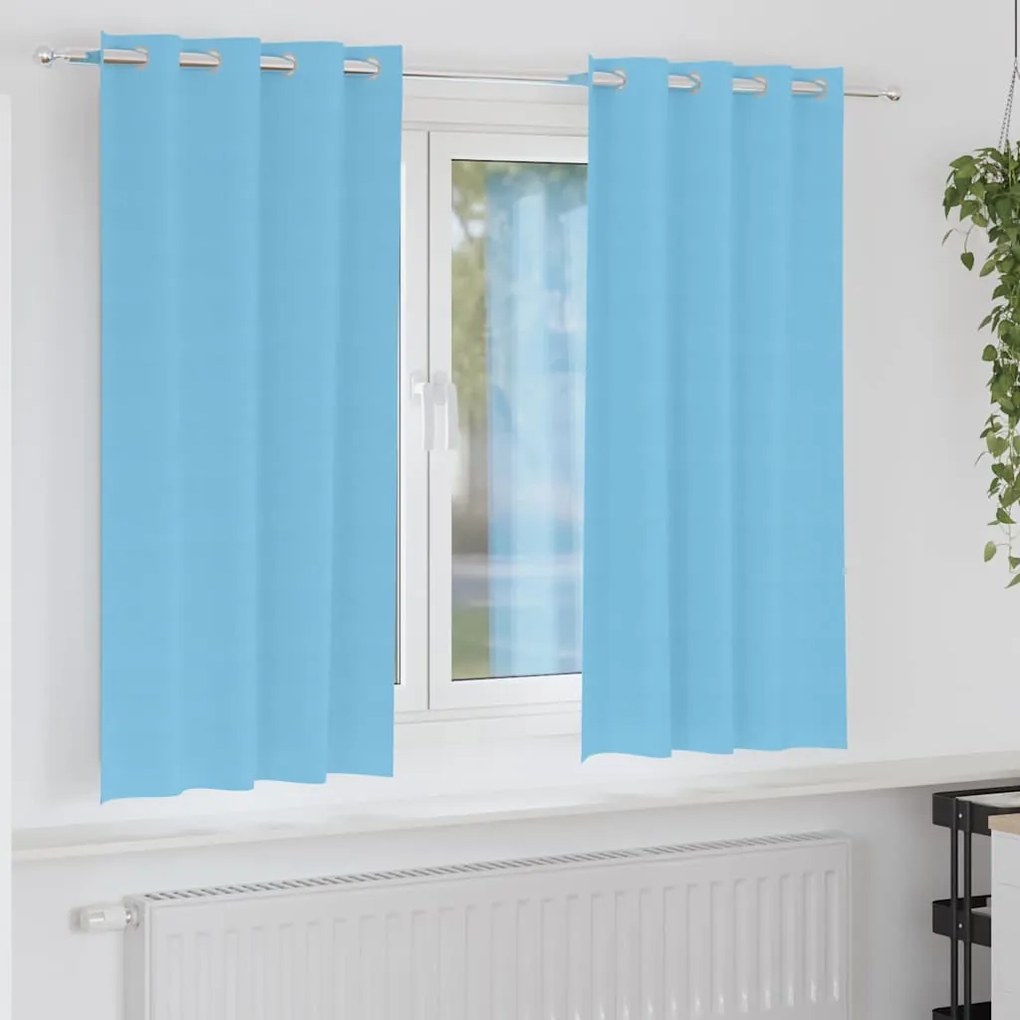 vidaXL Cortinas Blackout com Argolas 2 pcs Azul Claro 175 x 140 cm