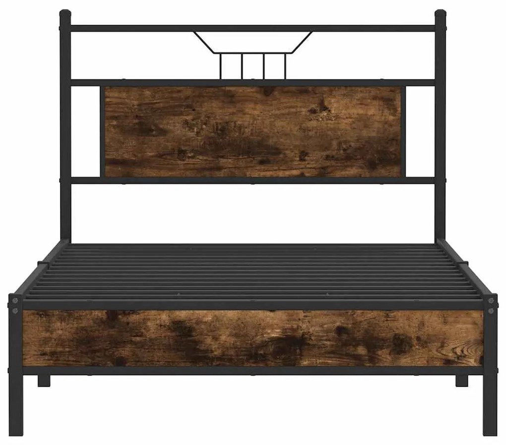 Estrutura de cama sem colchão 107x203 cm carvalho fumado
