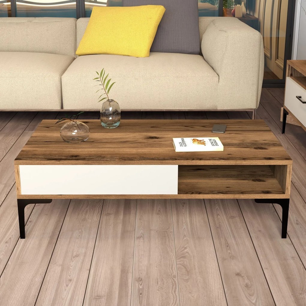 Mesa de Centro Istanbul – Nogueira Cream – 105 cm x 32,6 cm x 60 cm