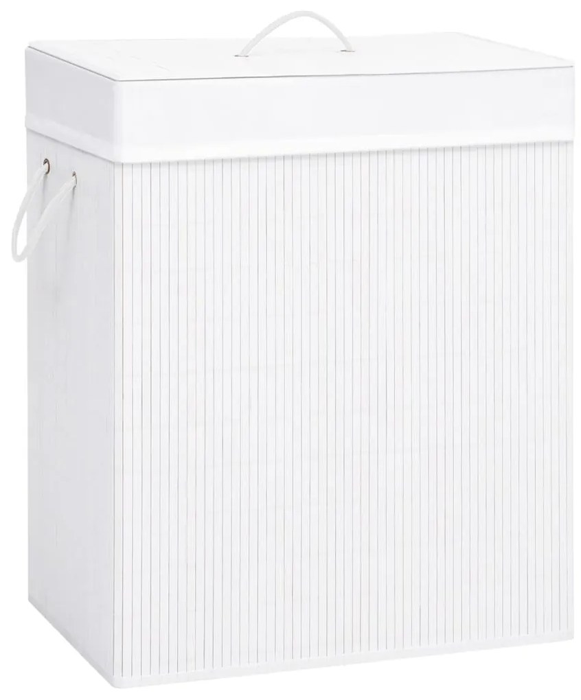 320752 vidaXL Cesto para roupa suja c/ secção única 83 L bambu branco
