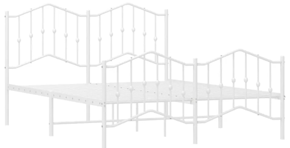 Estrutura de cama com cabeceira e pés 135x190 cm metal branco