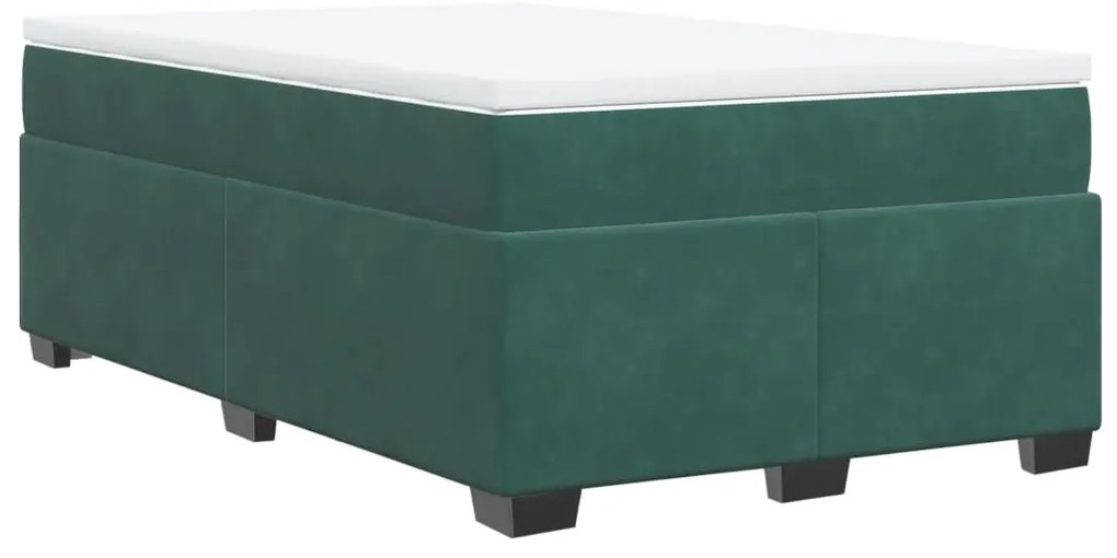 Cama boxspring com colchão 120x190 cm veludo verde-escuro