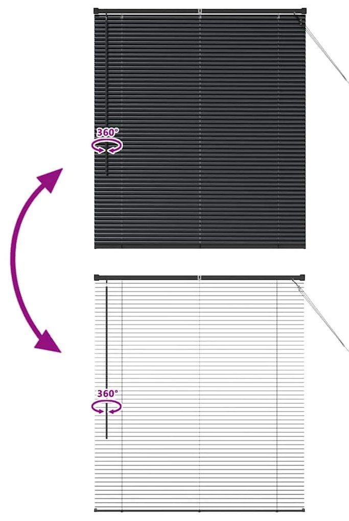 Persiana de Janela com cortinas Outros Manual Preto 80 x 130 cm Alumín