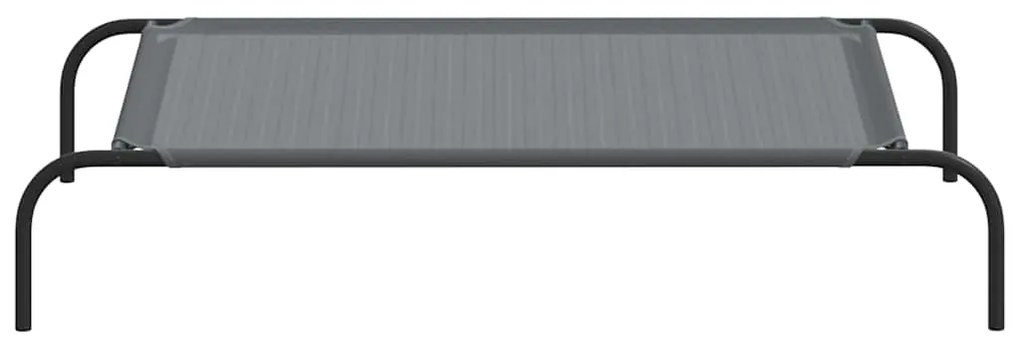 Cama para cães elevada 110x65x20 cm Textilene e aço cinzento