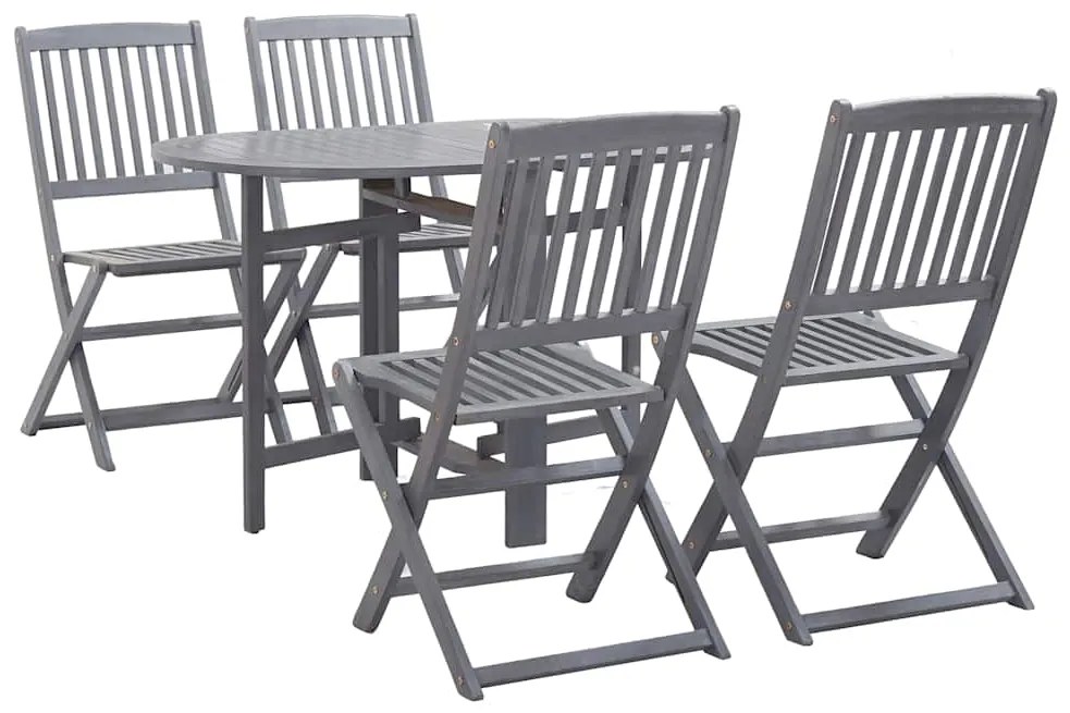 5 pcs conjunto de jantar jardim madeira acácia maciça cinzento