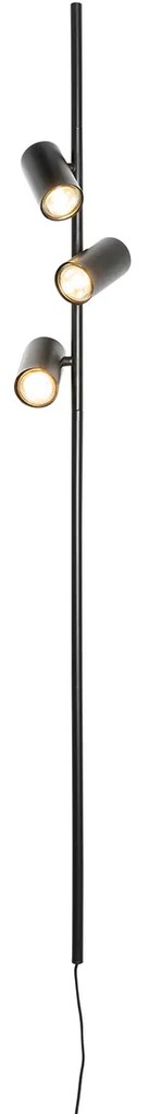 Candeeiro de Parede Inteligente Preto com Interruptor de Pé 3 Luzes Incl. 3 GU10 Wifi 50mm - Jeana Luxe