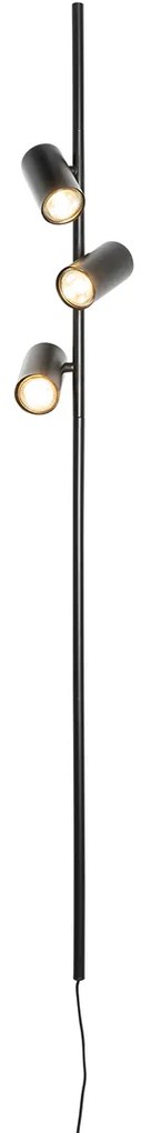 Candeeiro de parede preto com interruptor de pé 3 luzes - Jeana Luxe Moderno