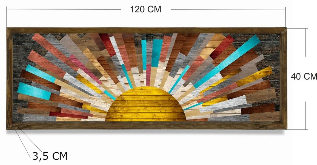 Pintura Decorativa em MDF emoldurada TAH021 – Multicolor – 40 x 120 cm