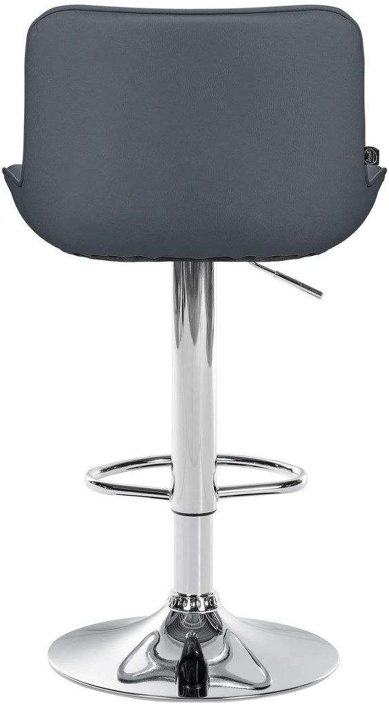 Banco alto em couro sintético com estrutura prateada 85-106 x 49 x 51 cm cinzento