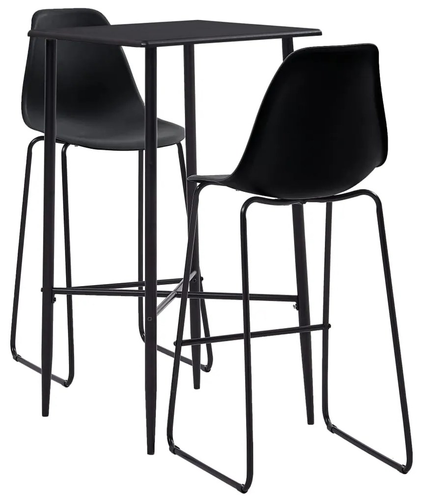 vidaXL 3 pcs conjunto de bar plástico preto