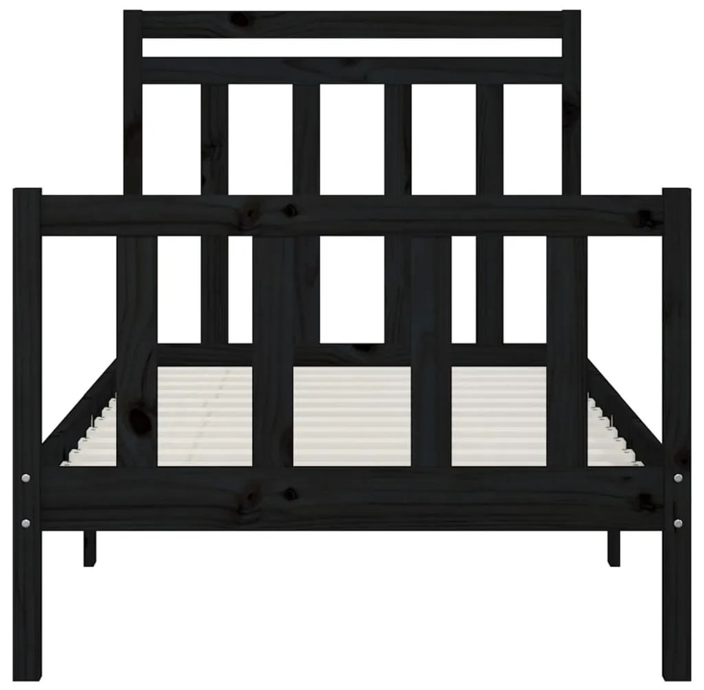 Estrutura de cama 100x200 cm madeira de pinho maciça preto