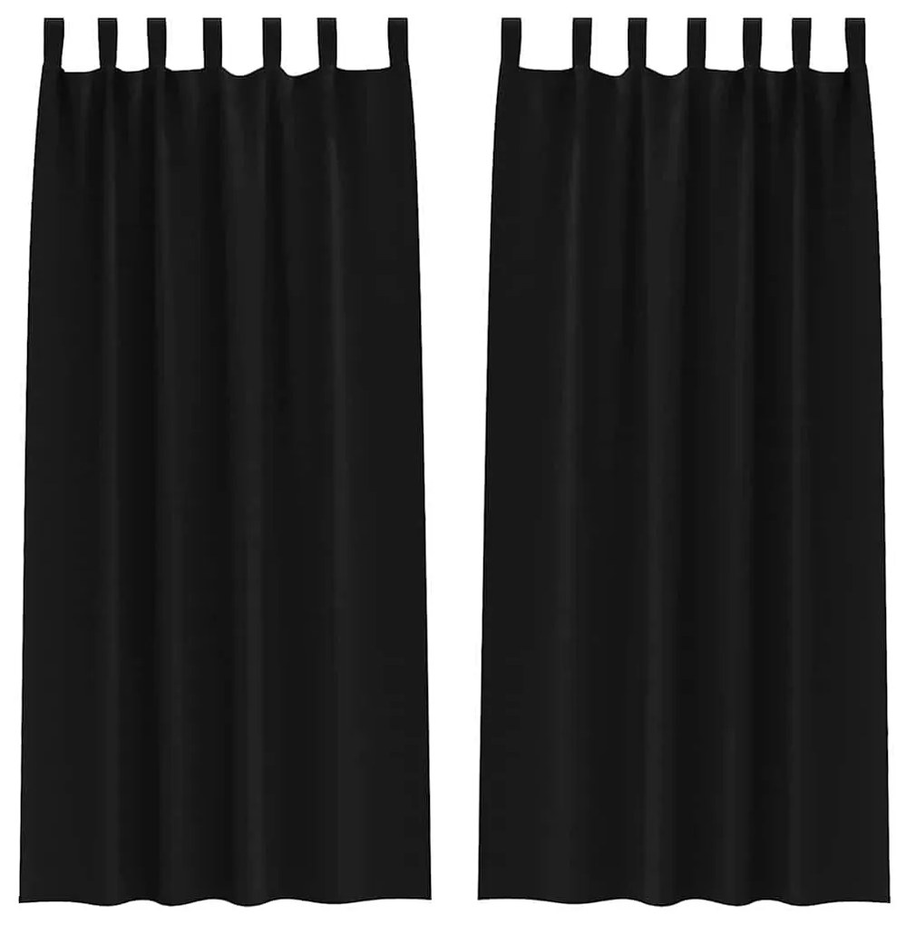 Cortinas com cortinas 2 pcs Preto 245 x 140 cm Poliéster