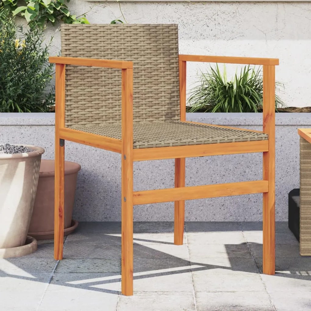vidaXL Cadeiras de jardim 2 pcs vime PE/madeira maciça bege