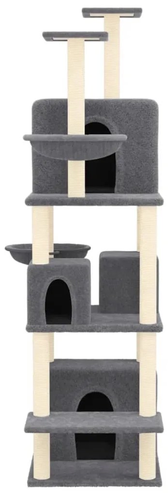 Árvore p/ gatos c/ postes arranhadores sisal 180cm cinza-escuro