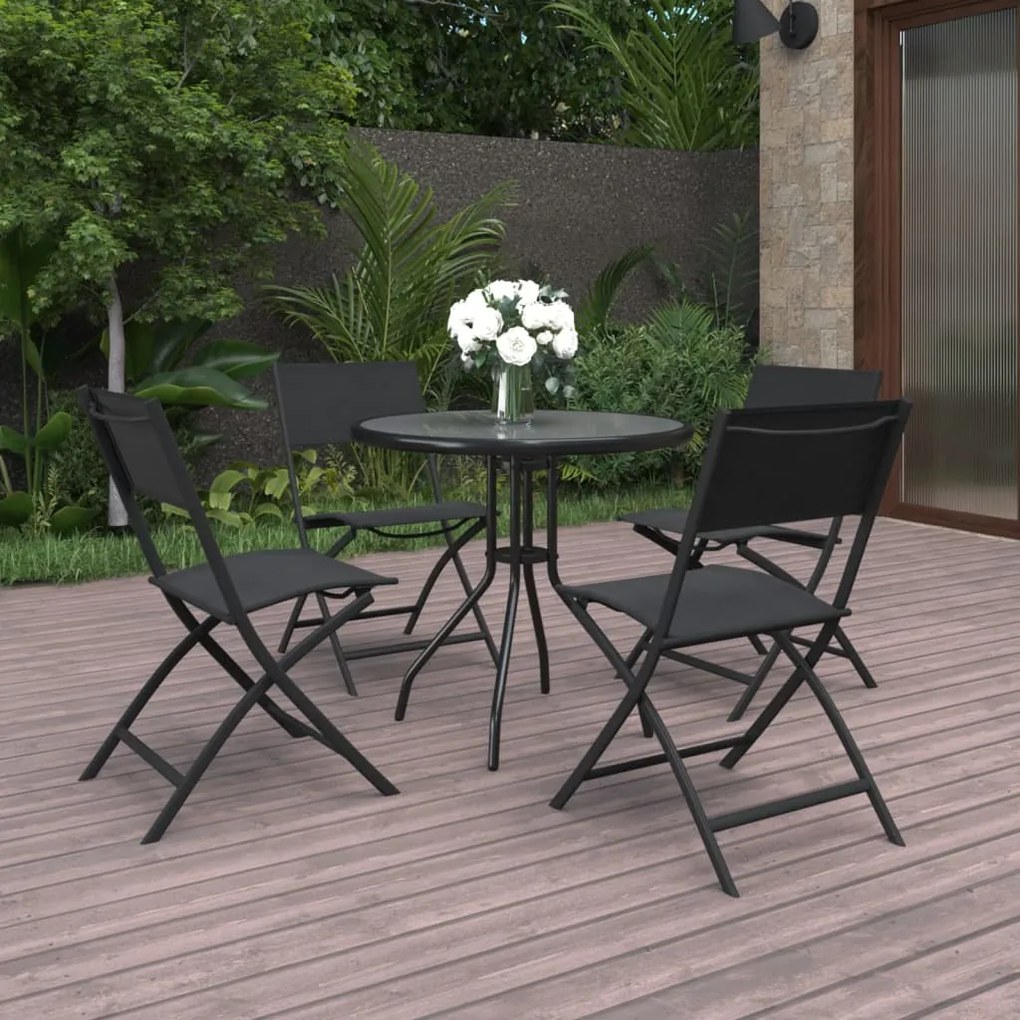 3073514 vidaXL 5 pcs conjunto de jantar para exterior aço