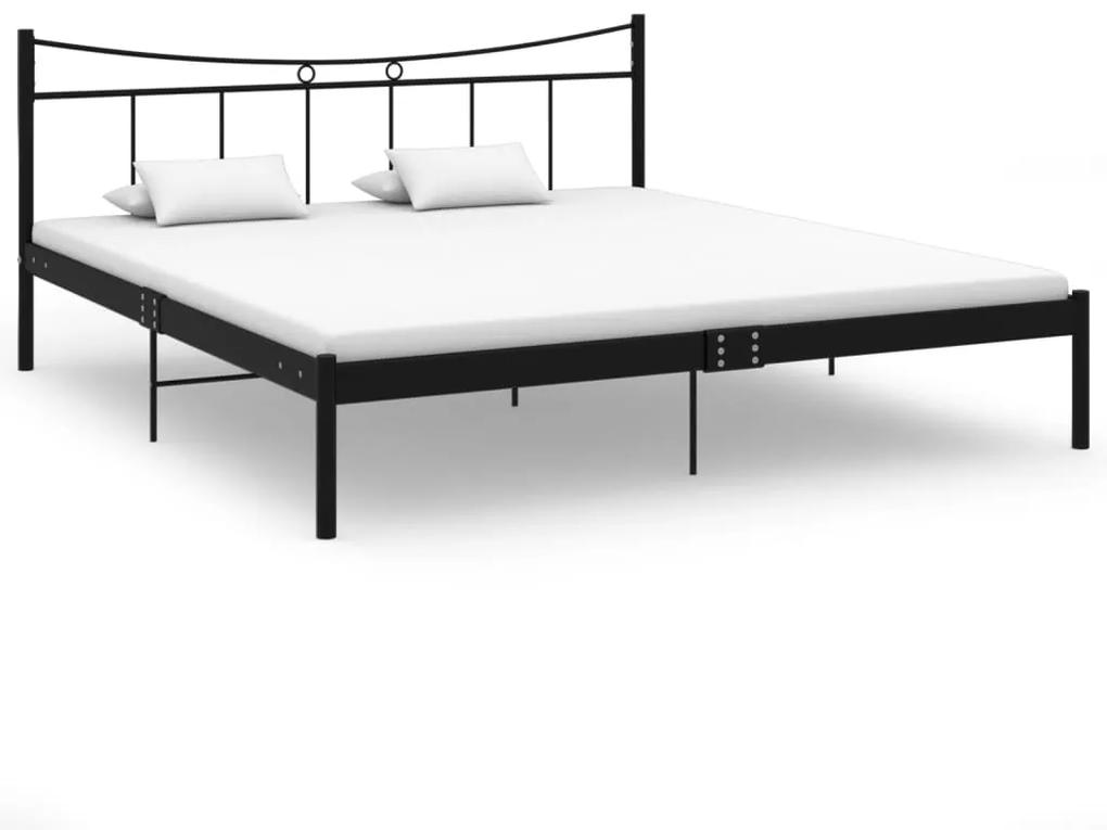 Estrutura de cama 180x200 cm metal e contraplacado preto