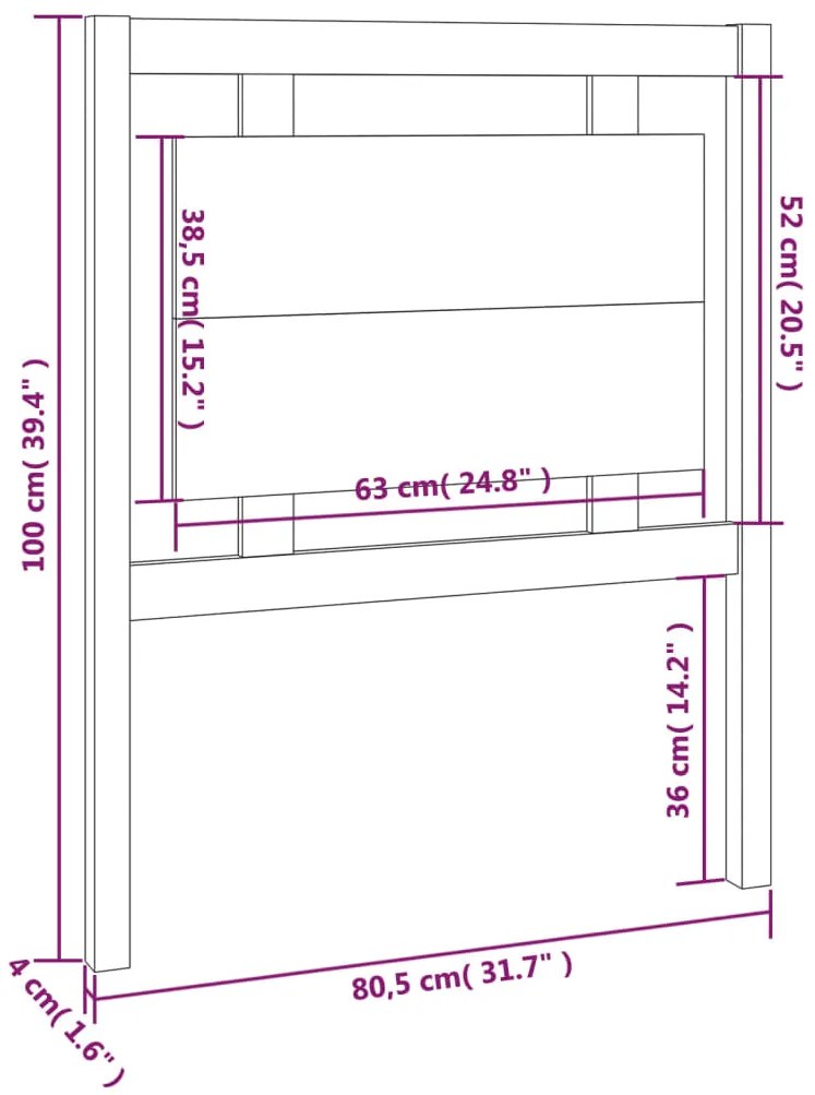 Cabeceira de cama 80,5x4x100 cm pinho maciço castanho mel