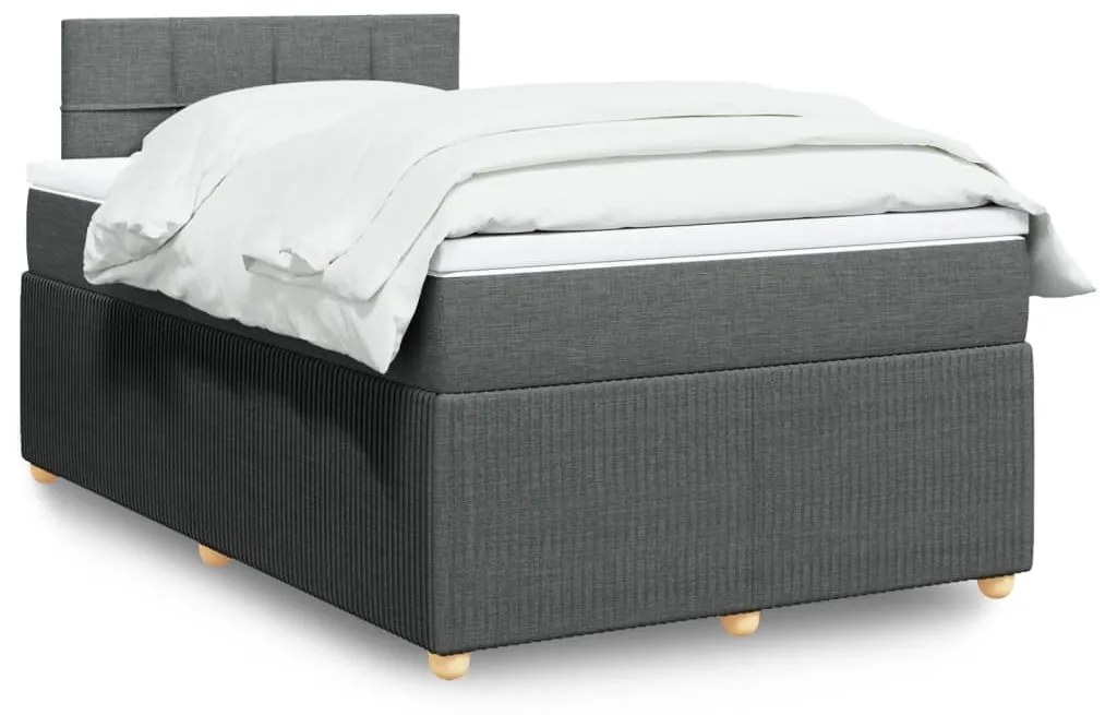 Cama boxspring com colchão 120x190 cm tecido cinzento-escuro