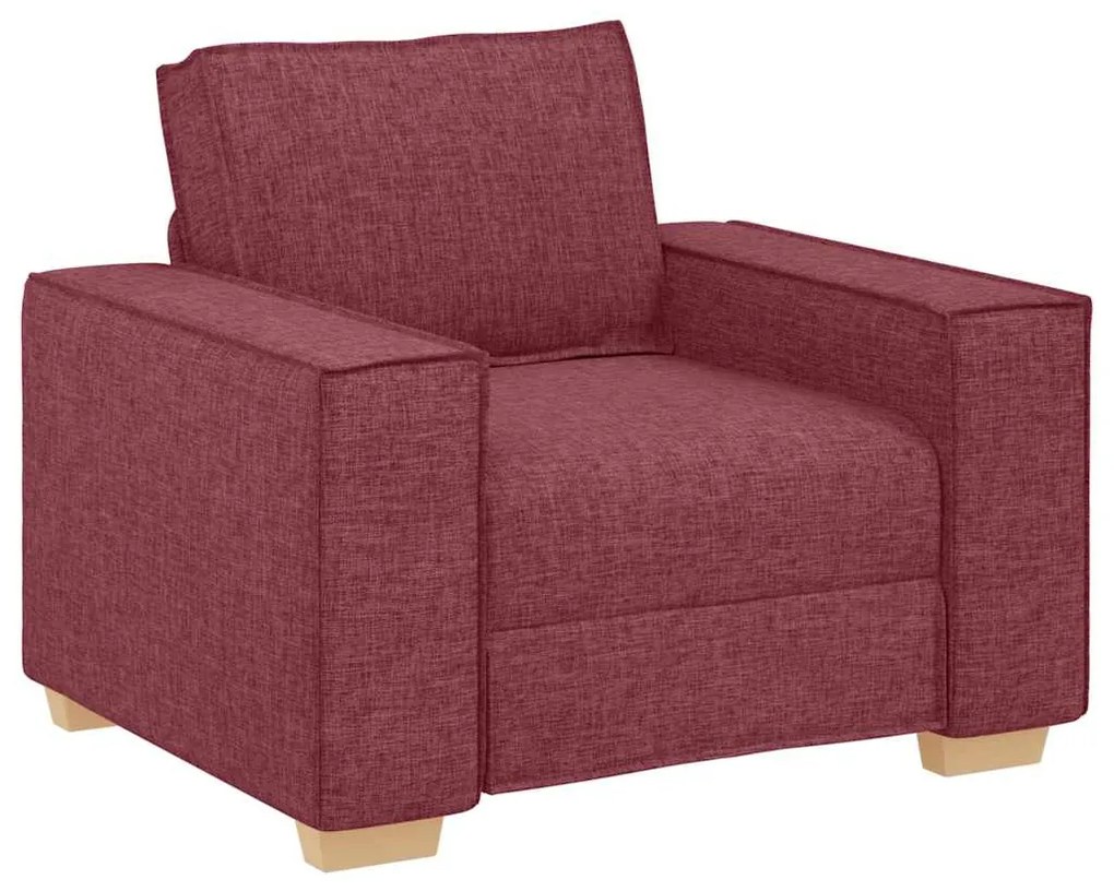 Conjunto de Sofá de 3 Peças com Almofadas Vermelho Vinho