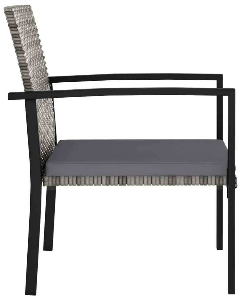 9 pcs conjunto de jantar para jardim vime PE cinzento