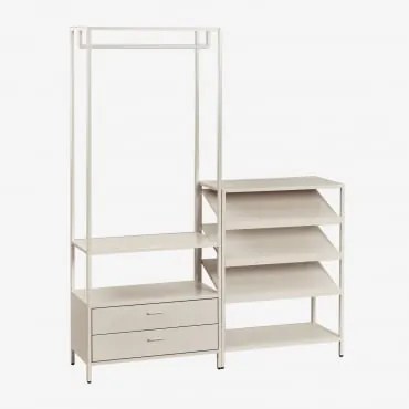 Guarda-roupa Modular Aberto Janine De 2 Peças Com Gavetas E Sapateira Baixa De Aço Tapioca Bege - Sklum