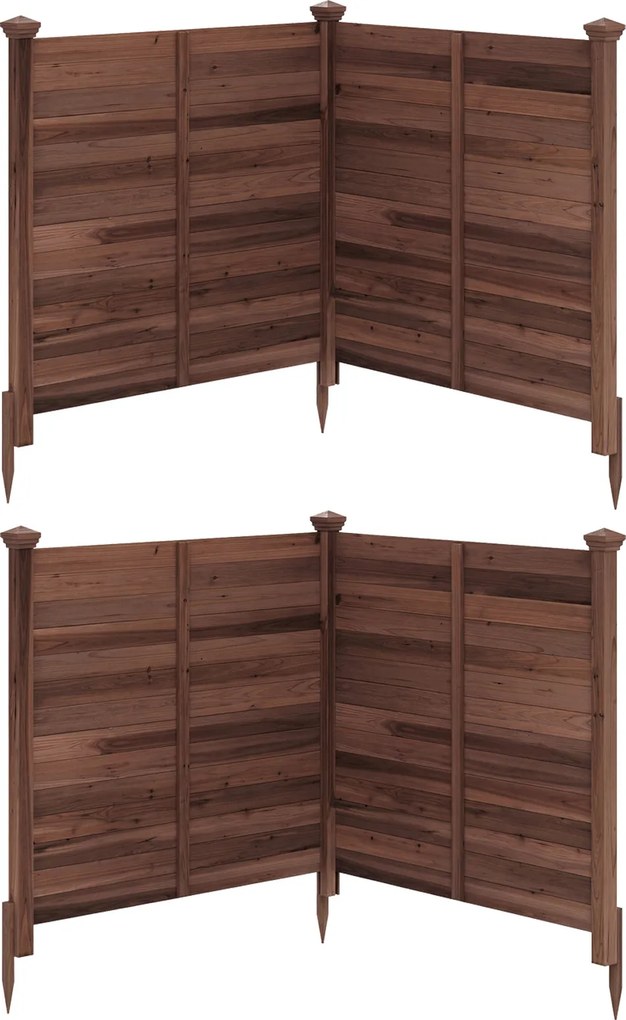 Biombos de privacidade para exterior 119 x 119 cm, 4 painéis com estacas metálicas, para ar condicionado e caixote do lixo de jardim, Castanho
