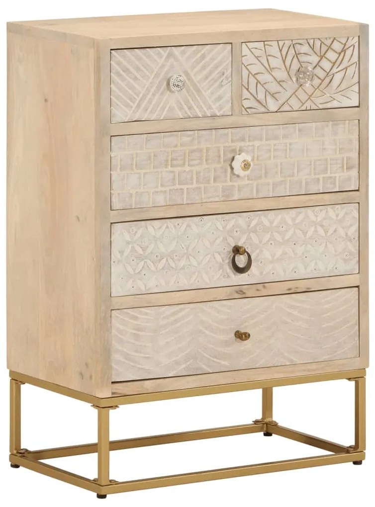 vidaXL Cómoda 55x30x76 cm madeira de mangueira maciça e ferro