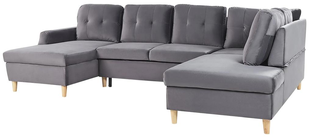 Sofá-cama em veludo cinzento 4 lugares LERUM Beliani
