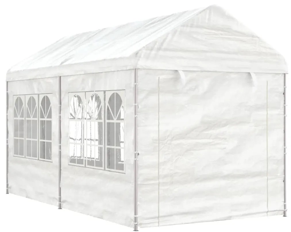 vidaXL Gazebo com telhado 4,46x2,28x2,69 m polietileno branco