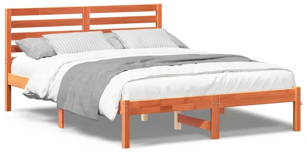 Estrutura da Cama com cabeceira Castanho-mel 140 x 190 cm