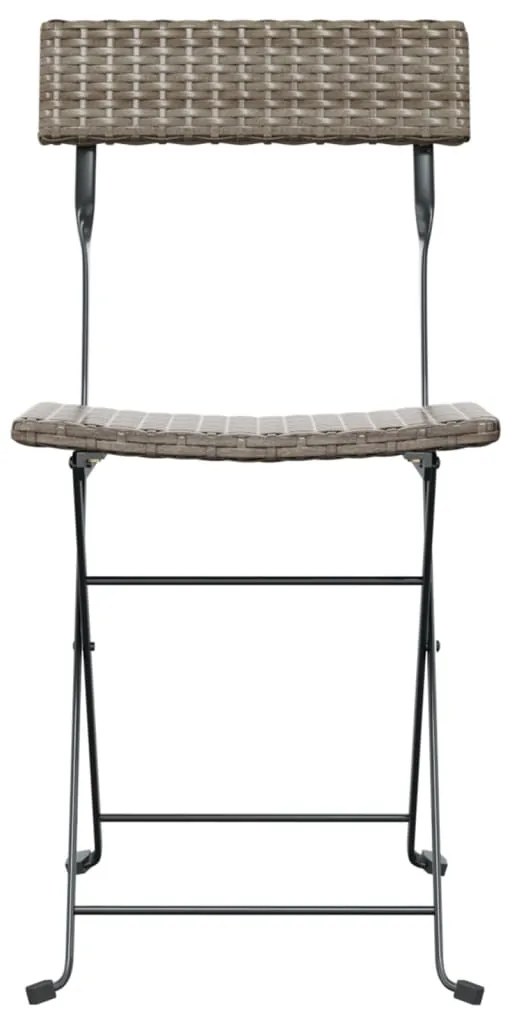 Cadeiras de bistrô dobráveis 2 pcs vime PE e aço cinzento