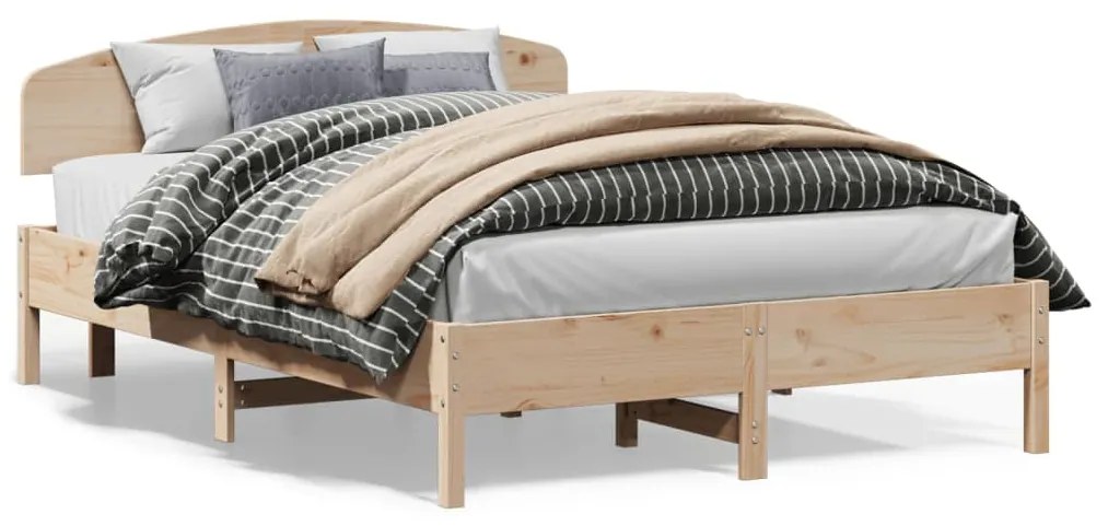 Estrutura de cama com cabeceira 120x200 cm pinho maciço