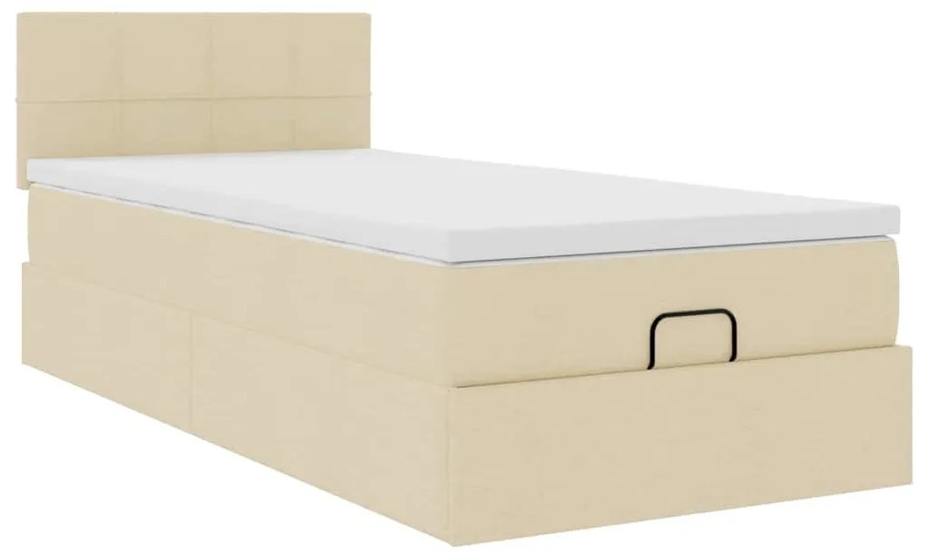 Cama otomana com colchão 90x200 cm tecido creme