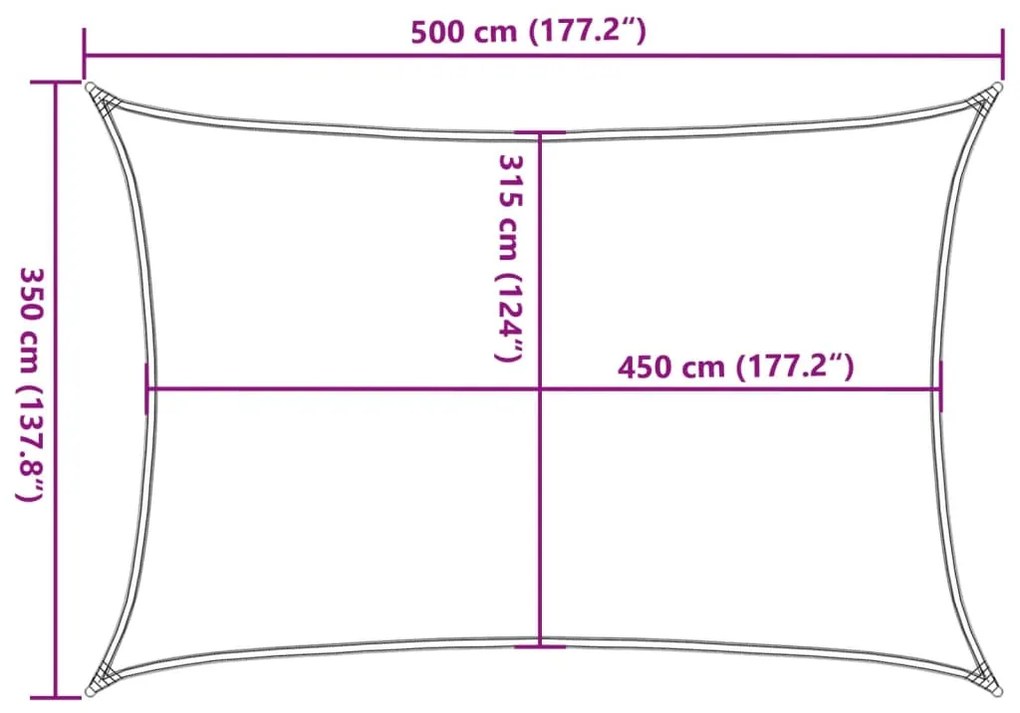 Para-sol vela retangular 160 g/m² 3,5x5 m PEAD terracotta