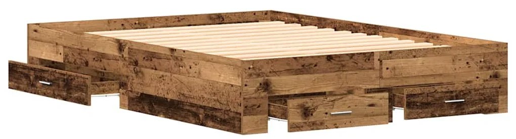Estrutura de Cama com Gavetas Madeira Envelhecida