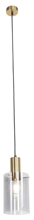 Candeeiro de suspensão inteligente em latão com vidro fumê incl. Wifi A60 - Vidra