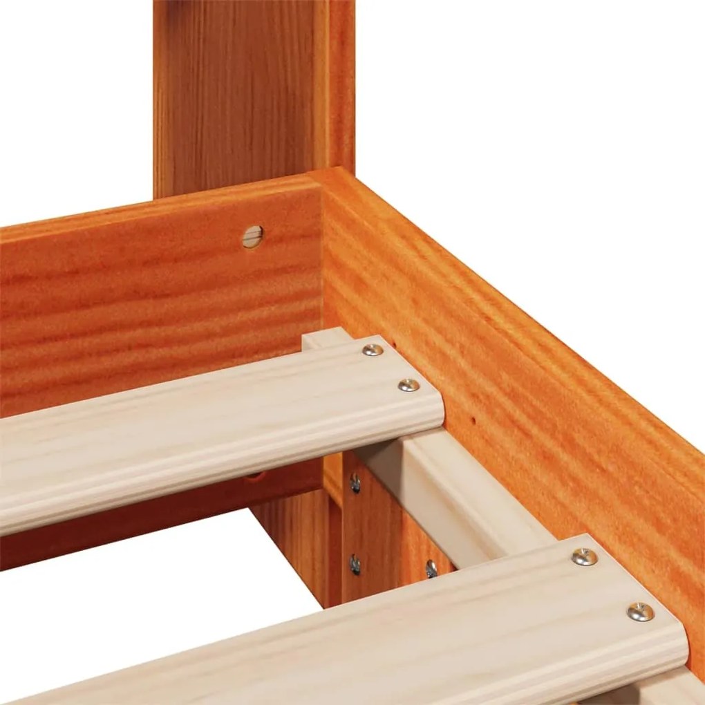 Cama sem colchão 75x190 cm madeira de pinho maciça castanho-mel