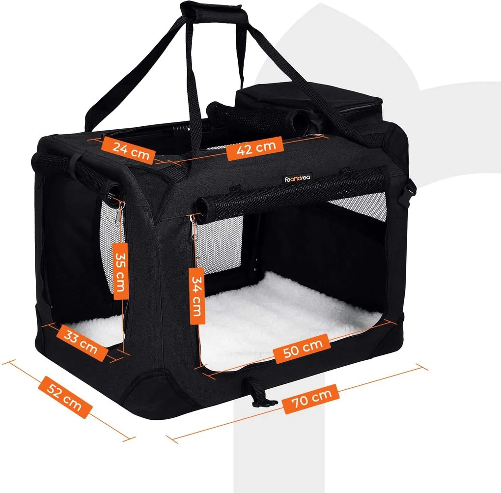 Transportadora para animais de estimação 70 x 52 x 52 cm Preto