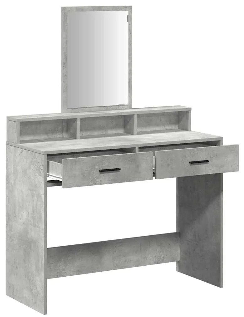 Mesa de maquilhagem vidaXL com gavetas Cinzento Concreto 100x41x140 cm