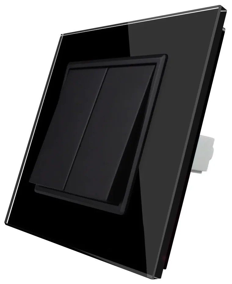 Interruptor cruzado duplo, moldura preto