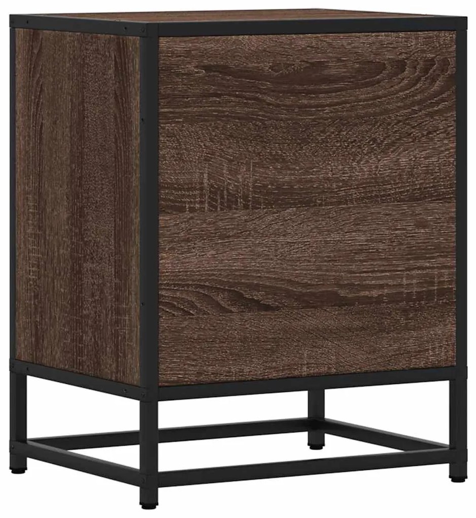 Mesa de cabeceira carvalho castanho 40x31x50 cm madeira e metal