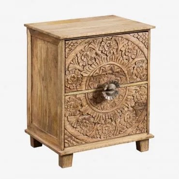 Pack De 2 Mesas De Cabeceira Retangulares 40x30 Cm Em Madeira De Manga Wiluna Madeira De Manga - Sklum