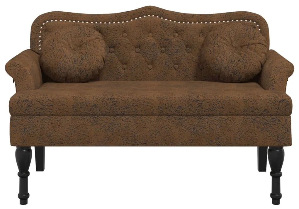 Banco c/ almofadões 120,5x65x75 cm camurça artificial castanho