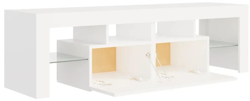 Móvel de TV com luzes LED 140x36,5x40 cm branco