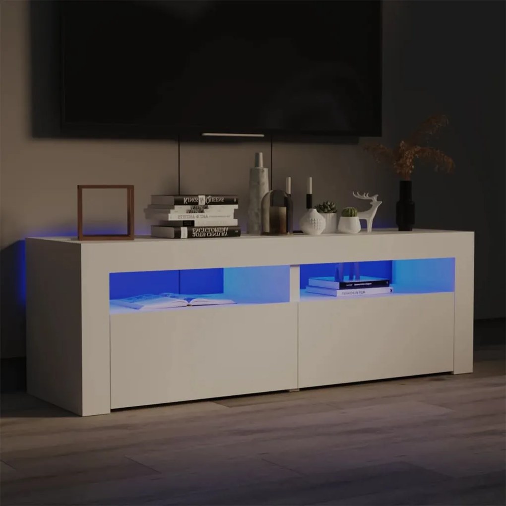 Móvel de TV Benita - Cor Branco - Com Luzes LED - 120x35x40 cm - Desig